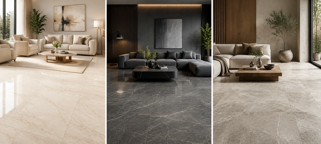 Flooring tiles options for every space with different colors and patterns