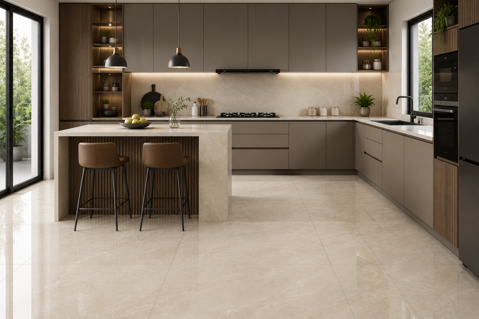 Virtrified tiles for kitchen spaces