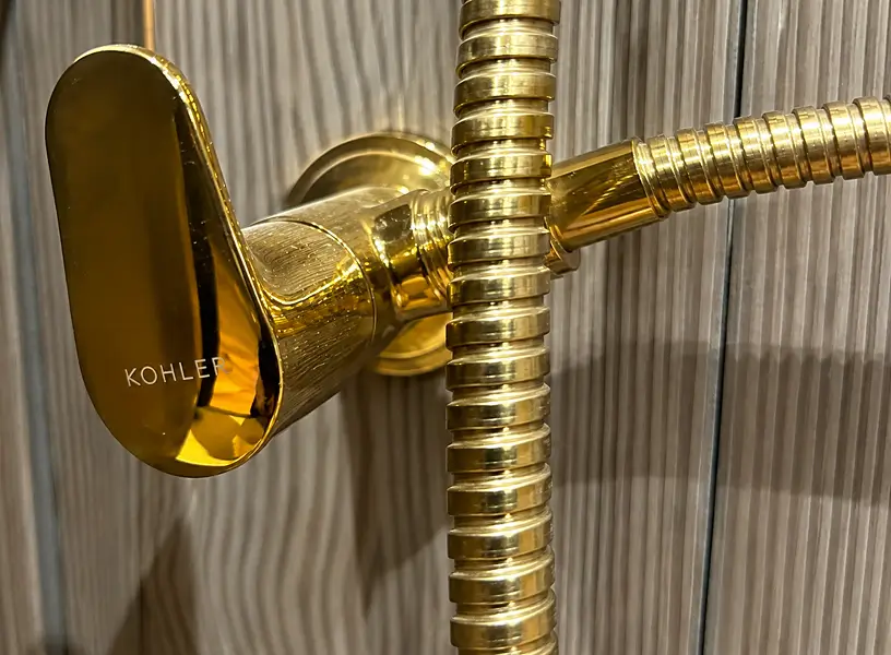 Premium gold-finish angle valve faucet – luxury bathroom accessory