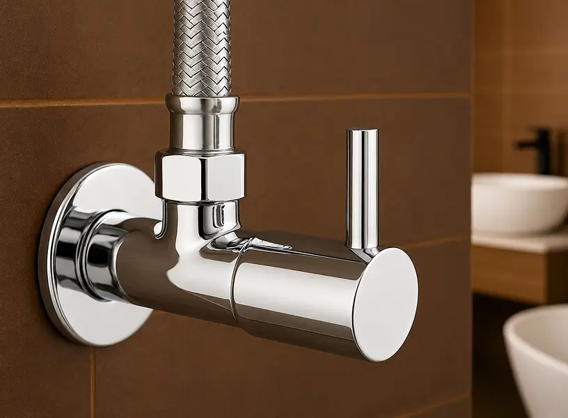 Chrome-finish premium angle faucet with flexible hose connector