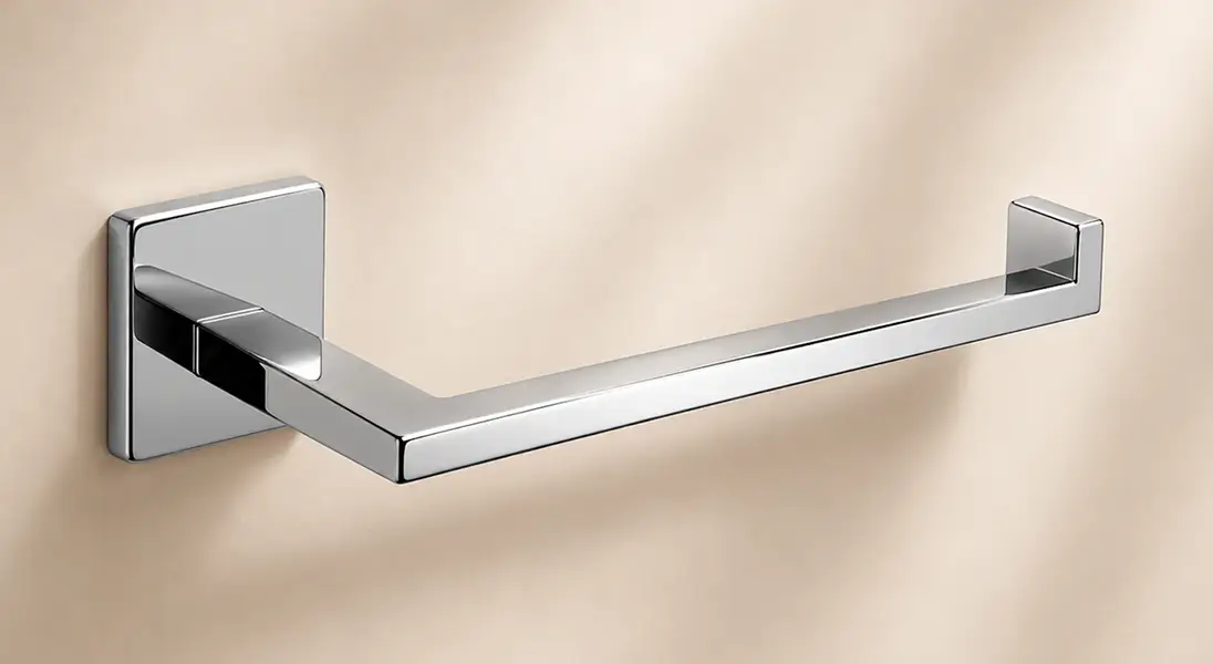 Premium chrome angled towel bar – wall-mounted bathroom holder