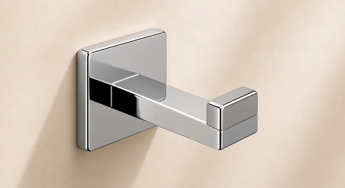 Premium chrome double hook bathroom holder – designer finish